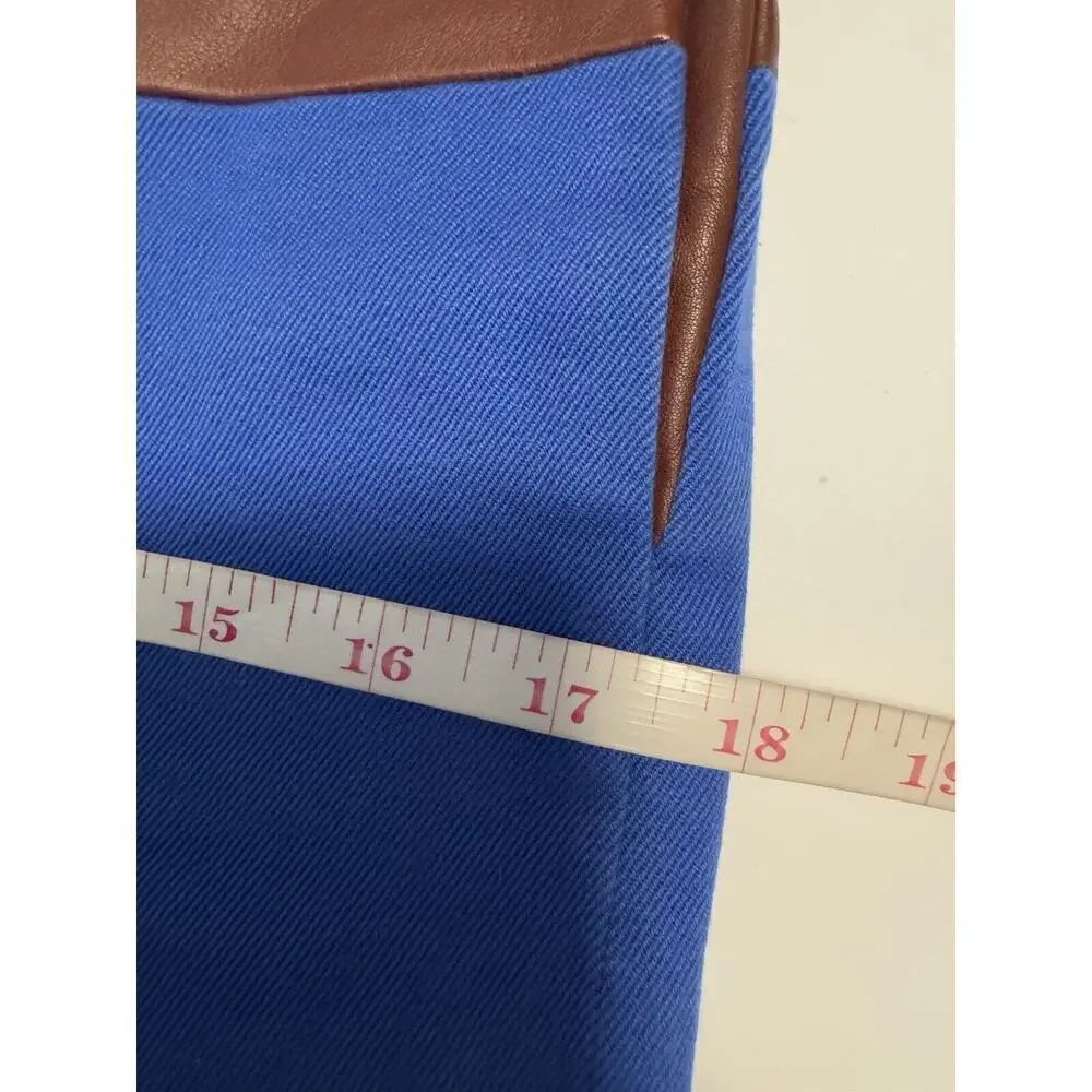 SCYE Midi Skirt 38 Blue Stretch Brown Leather Pencil Lined With Pockets Japan - Picture 12 of 13